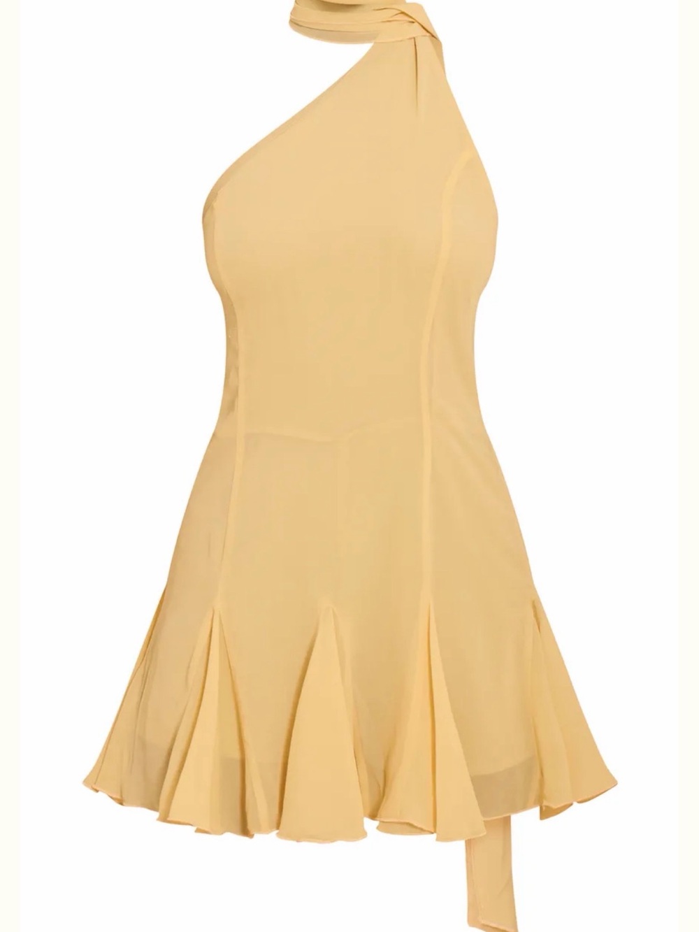PLT One-Shoulder Yellow Halter Dress